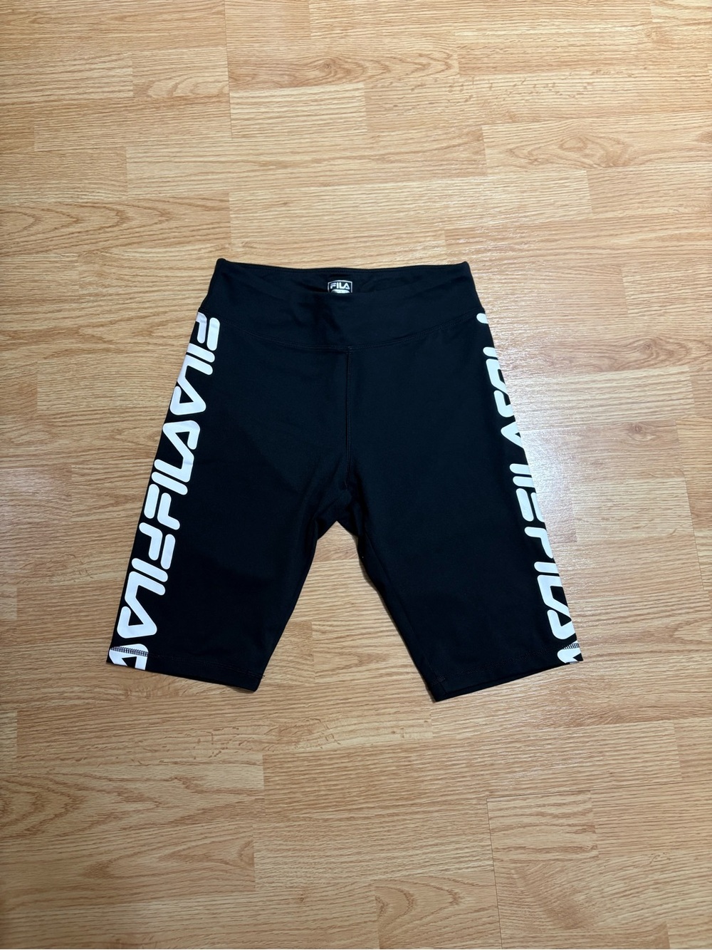 Fila Black Bike Shorts with White Side Logo